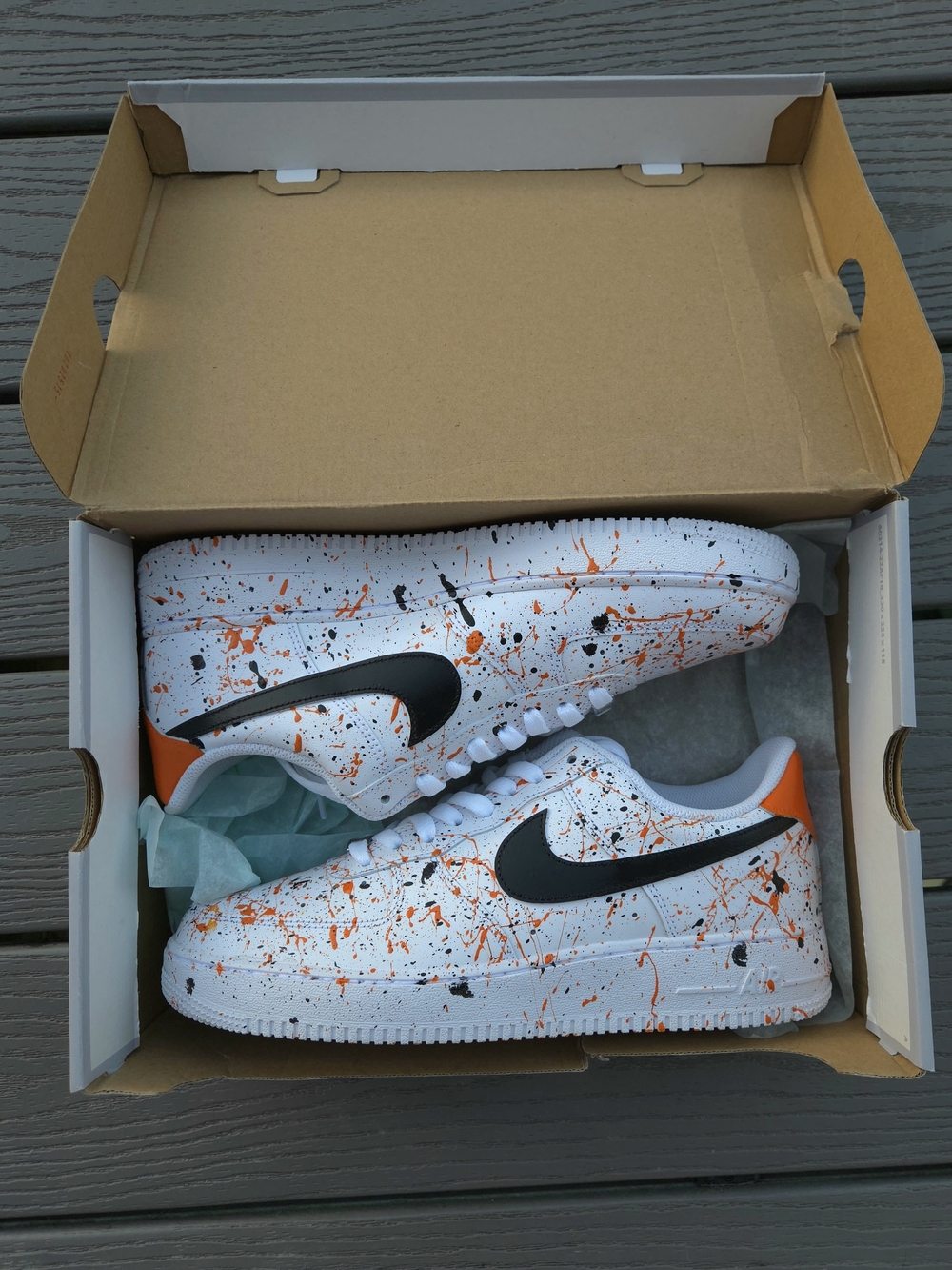 Orange Splatter Nike AF1s